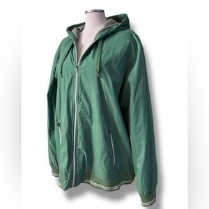 SONOMA Green Hooded Full Zip Lined Windbreaker